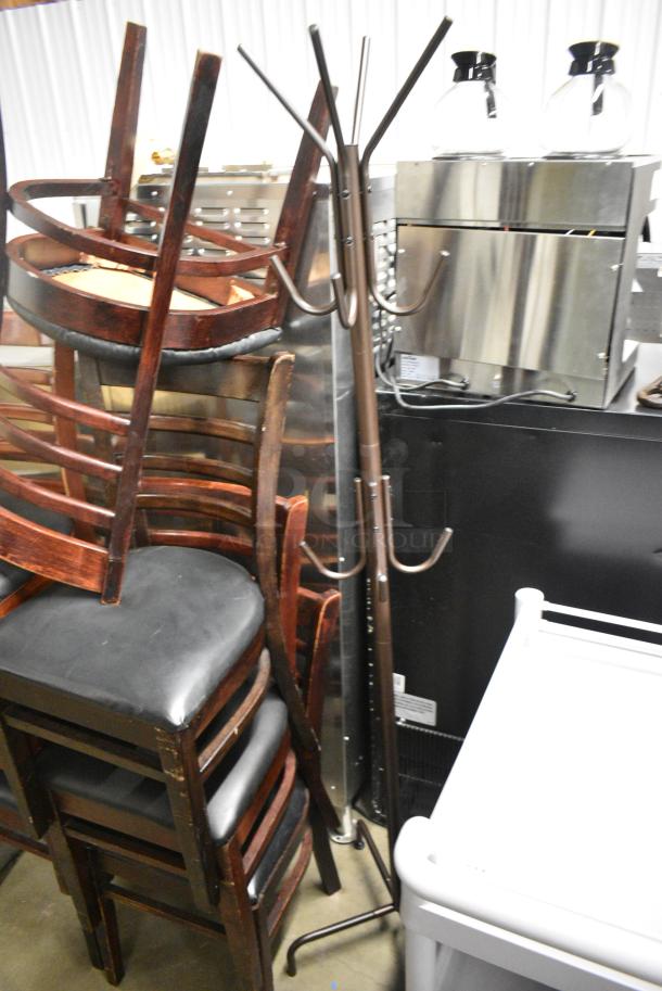 7 Wooden Dining Height Chair w/ Black Seat Cushion. 7 Times Your Bid! - Image 4 of 4