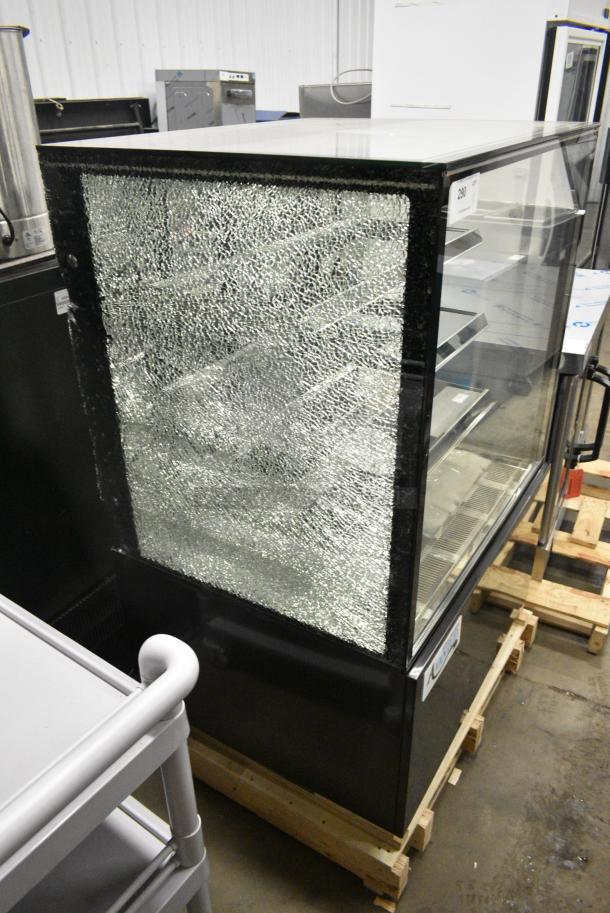 2024 Avantco 224BC36SB Metal Commercial Floor Style 36" Black Square Refrigerated Bakery Display Case with LED Lighting. See Pictures for Broken Glass. 115 Volts, 1 Phase. Tested and Working! - Image 2 of 6