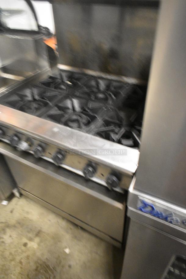 Tristar TSR-6-E Stainless Steel Commercial Natural Gas Powered 6 Burner Range w/ Oven, Over Shelf and Back Splash. - Image 3 of 7