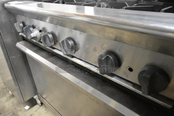 Tristar TSR-6-E Stainless Steel Commercial Natural Gas Powered 6 Burner Range w/ Oven, Over Shelf and Back Splash. - Image 5 of 7