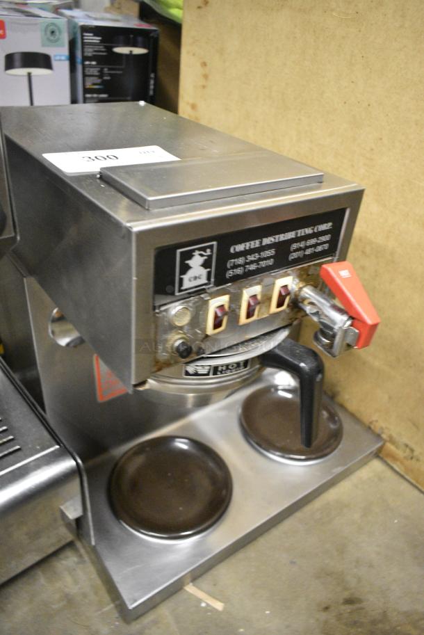 Stainless Steel Commercial Countertop 3 Burner Coffee Machine w/ Hot Water Dispenser and Metal Brew Basket. - Image 2 of 5