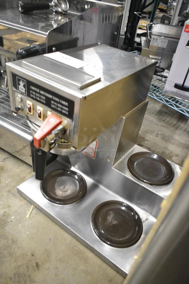 Stainless Steel Commercial Countertop 3 Burner Coffee Machine w/ Hot Water Dispenser and Metal Brew Basket. - Image 3 of 5