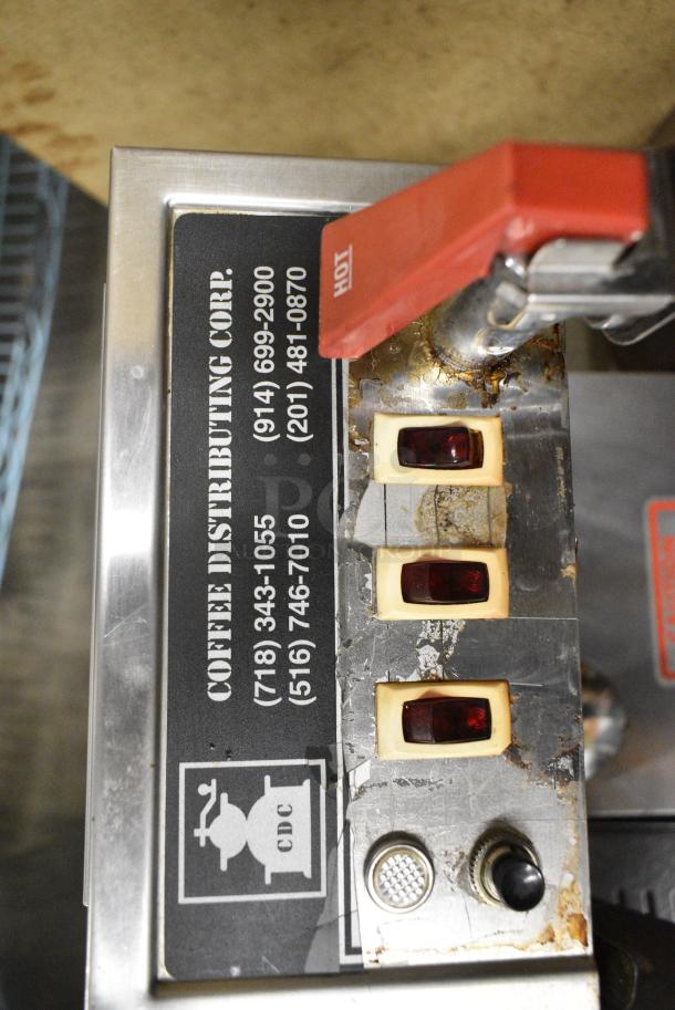 Stainless Steel Commercial Countertop 3 Burner Coffee Machine w/ Hot Water Dispenser and Metal Brew Basket. - Image 4 of 5