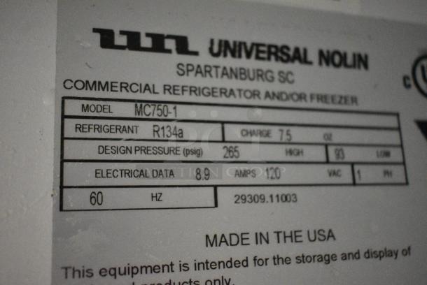 Universal Nolin MC750-1 Metal Commercial Single Door Reach In Cooler Merchandiser w/ Poly Coated Racks. 115 Volts, 1 Phase. Tested and Working! - Image 5 of 6
