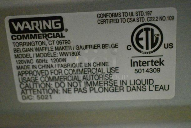 Waring WW180X Stainless Steel Countertop Waffle Maker. 120 Volts, 1 Phase. Tested and Working! - Image 6 of 7