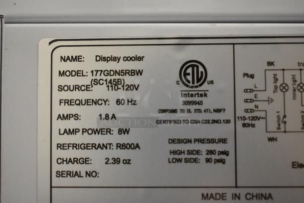 BRAND NEW SCRATCH AND DENT! Galaxy 177GDN5RBW Metal Commercial Single Door Reach In Cooler Merchandiser with Red, White, and Blue LED Lighting. 110-120 Volts, 1 Phase. Tested and Working! - Image 4 of 5