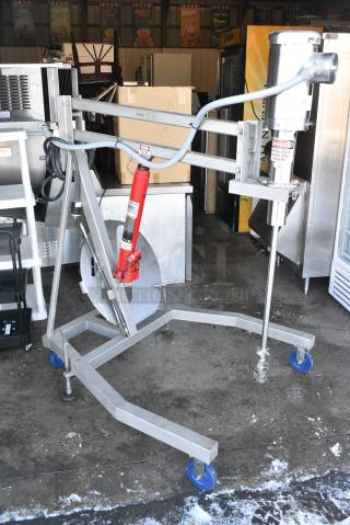 Admix #1 MOBILE LS Stainless Steel Commercial Floor Style Mobile Mixer w/ Strongway 8 Ton Hydraulic Double Piston Long Ram Jack. 230/460 Volts, 3 Phase.