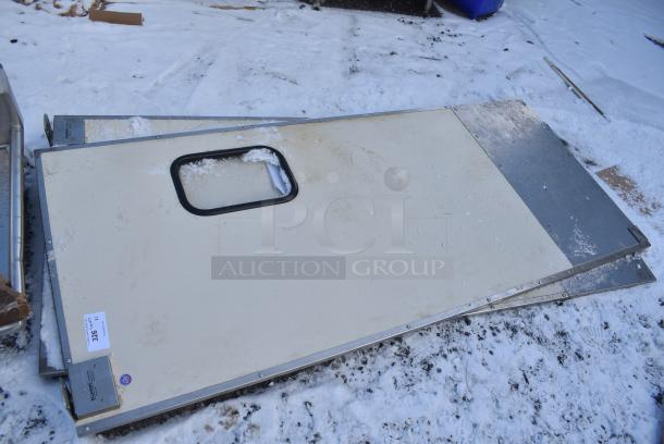 2 Eliason Metal Swinging Kitchen Doors. 2 Times Your Bid! - Image 1 of 3