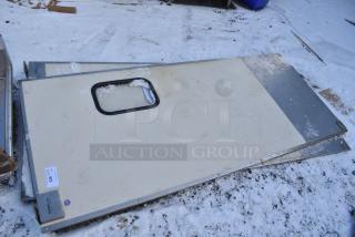 2 Eliason Metal Swinging Kitchen Doors. 2 Times Your Bid!