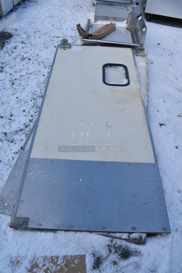 2 Eliason Metal Swinging Kitchen Doors. 2 Times Your Bid! - Image 2 of 3