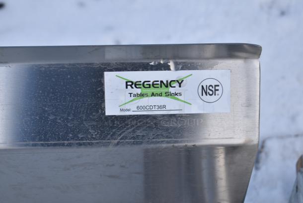 BRAND NEW SCRATCH AND DENT! Regency 600CDT36R Stainless Steel Right Side Clean Side Dishwasher Table - Image 5 of 5