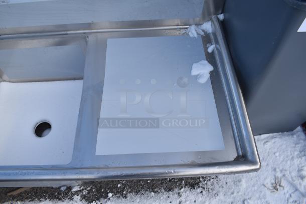 BRAND NEW SCRATCH AND DENT! Regency 600S3242424C Stainless Steel L Shaped 3 Bay Sink w/ Dual Drain Boards. No Legs. - Image 2 of 5