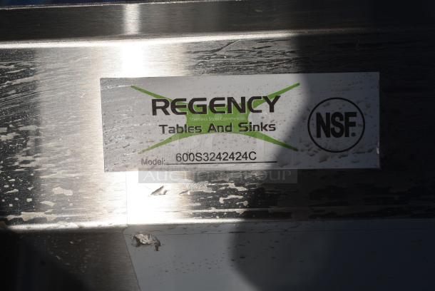 BRAND NEW SCRATCH AND DENT! Regency 600S3242424C Stainless Steel L Shaped 3 Bay Sink w/ Dual Drain Boards. No Legs. - Image 5 of 5