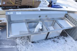 BRAND NEW SCRATCH AND DENT! Regency 600S21717218 Stainless Steel 2 Bay Sink w/ Dual Drain Boards.
