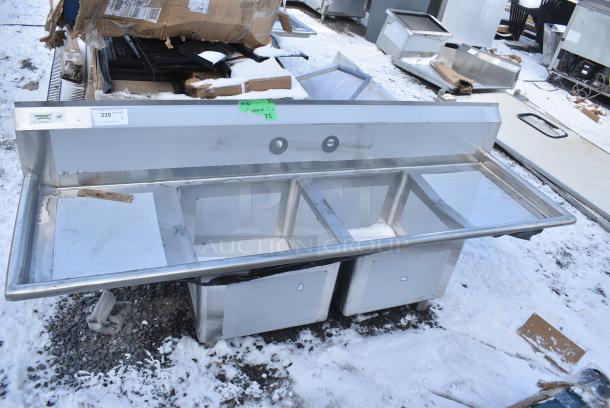 BRAND NEW SCRATCH AND DENT! Regency 600S21717218 Stainless Steel 2 Bay Sink w/ Dual Drain Boards. No Legs. - Image 1 of 5