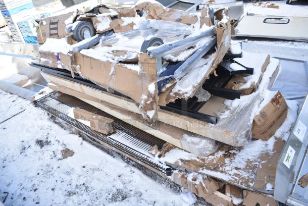 10 BRAND NEW SCRATCH AND DENT! Items Including 109CARTBLGBK Choice Black Utility / Bussing Cart with Three Shelves - 42" x 20", 600UT3072S Regency Adjustable Stainless Steel Work Table Undershelf for 30" x 72" Tables, 600T2424G Regency 24" x 24" 18-Gauge 304 Stainless Steel Commercial Work Table with Galvanized Legs and Undershelf, 427CSTL2727C Lancaster Table & Seating 27 1/2" x 27 1/2" Chrome Square Outdoor Standard Height Table. 10 Times Your Bid! - Image 2 of 7