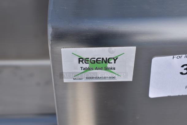 BRAND NEW SCRATCH AND DENT! Regency 600HSMSB1896 Wall-Mounted 96" x 17 1/2" Hand Sink for 4 Single-Inlet Faucets - Image 4 of 4
