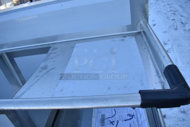 BRAND NEW SCRATCH AND DENT! Regency 600S31620224 100" 16 Gauge Stainless Steel Three Compartment Commercial Sink with Galvanized Steel Legs and 2 Drainboards - 16" x 20" x 12" Bowls. No Legs. - Image 2 of 7