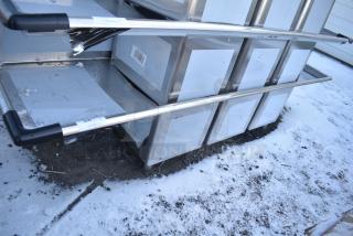 BRAND NEW SCRATCH AND DENT! Regency 600S31620224 100" 16 Gauge Stainless Steel Three Compartment Commercial Sink with Galvanized Steel Legs and 2 Drainboards - 16" x 20" x 12" Bowls. No Legs.