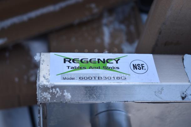 BRAND NEW SCRATCH AND DENT! Regency 600TB3018G  Stainless Steel Tabletop, Metal Under Shelf and Metal Legs - Image 3 of 3