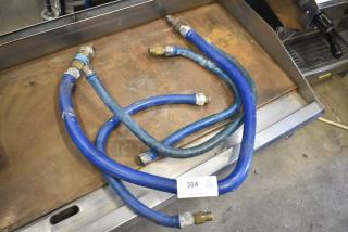 4 Blue Gas Hoses. 4 Times Your Bid!
