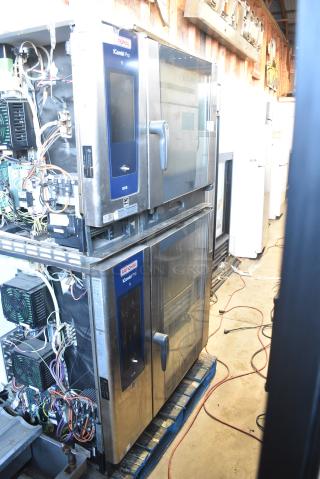 2 2021 Rational Stainless Steel Commercial iCombi Pro Combitherm Convection Ovens on Commercial Casters. Top Model: LM100CE.AXXXX. Bottom Model: LSF100EE.AXXXX. 440/480 Volts, 3 Phase. 2 Times Your Bid!