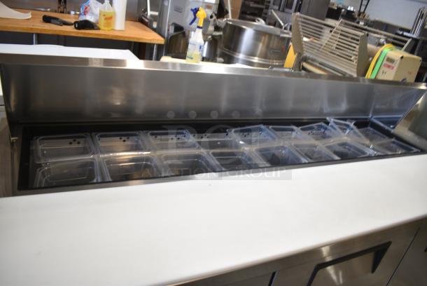 BRAND NEW SCRATCH AND DENT! 2019 True TSSU-72-18-HC Stainless Steel Commercial Sandwich Salad Prep Table Bain Marie Mega Top. 115 Volts, 1 Phase. Tested and Working! - Image 3 of 7