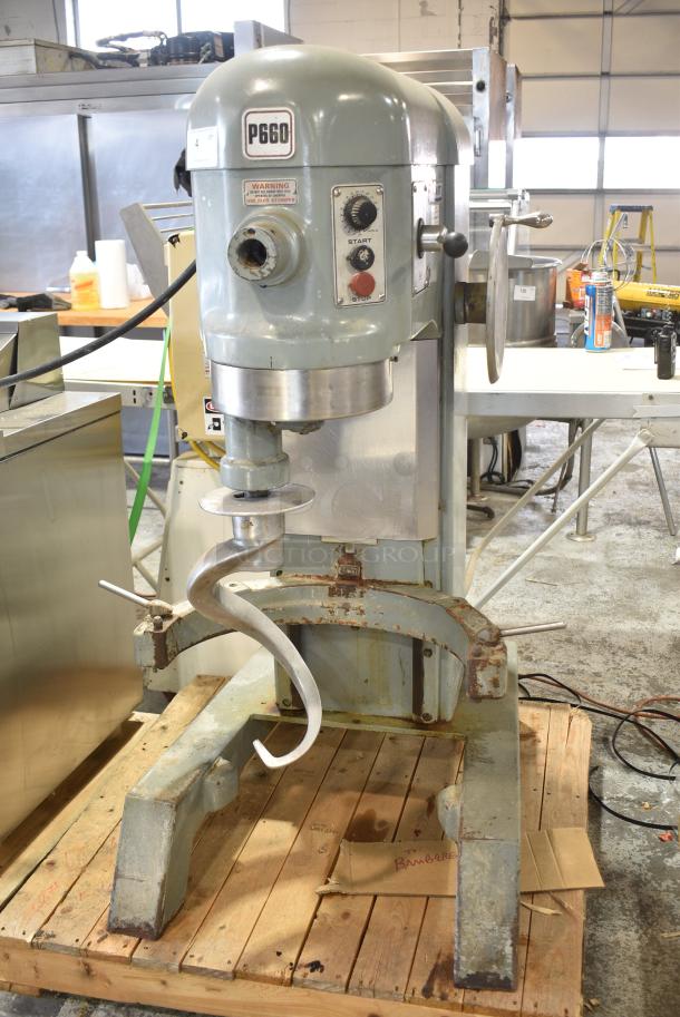 Hobart P 660 Metal Commercial Floor Style 60 Quart Planetary Dough Mixer w/ Dough Hook Attachment. 208-240 Volts, 3 Phase. - Image 1 of 7