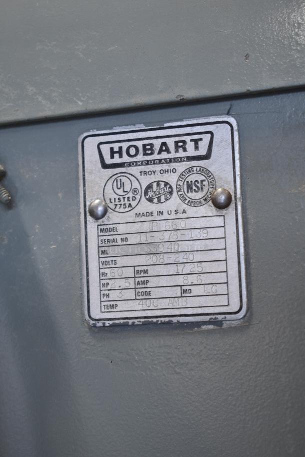Hobart P 660 Metal Commercial Floor Style 60 Quart Planetary Dough Mixer w/ Dough Hook Attachment. 208-240 Volts, 3 Phase. - Image 7 of 7