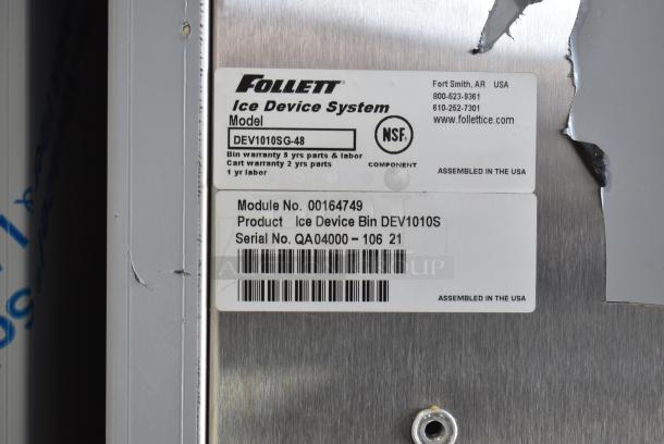 BRAND NEW SCRATCH AND DENT! Follett DEV1010SG-48 Stainless Steel Commercial 48" Ice Storage Bin with Bagger Kit - 1000 lb. Stock Picture Used as Gallery - Image 6 of 6