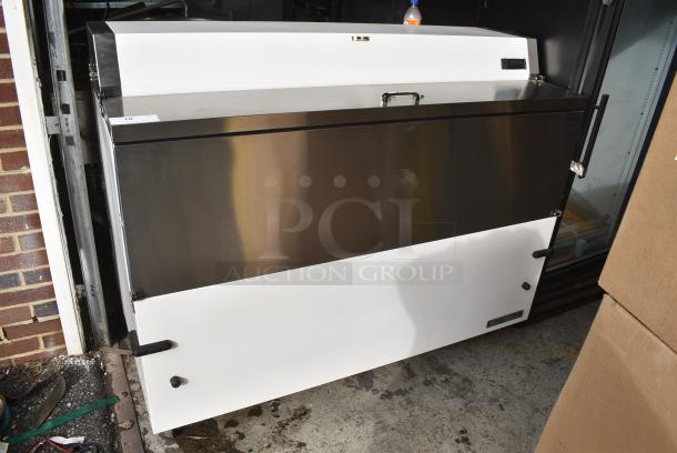 BRAND NEW SCRATCH AND DENT! 2019 True 58 1/4" 2 Sided Milk Cooler with Stainless Steel Exterior and Aluminum Interior. 115 Volts, 1 Phase. Tested and Working! - Image 1 of 7