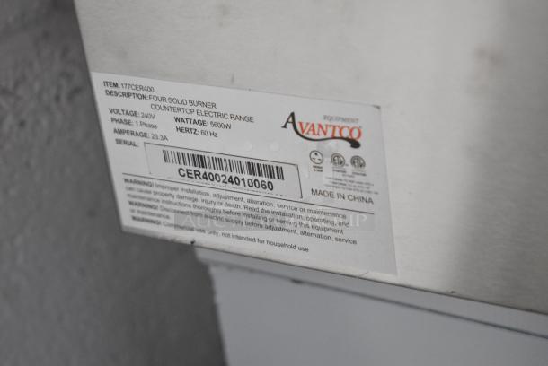 BRAND NEW SCRATCH AND DENT! Avantco 177CER400 Stainless Steel 4-Burner Solid French-Style Countertop Electric Range. 208/240 Volts, 1 Phase. - Image 7 of 7
