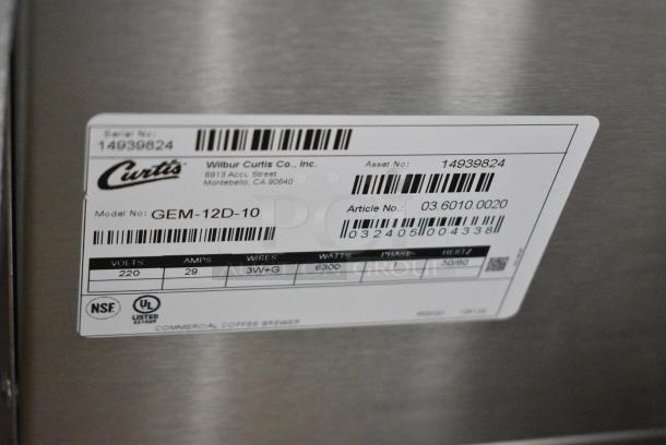 BRAND NEW SCRATCH AND DENT! Curtis GEM-12D-10 Stainless Steel  Gemini Stainless Steel Twin Digital Satellite Coffee Brewer With Servers. 220 Volts, 1 Phase. - Image 4 of 4