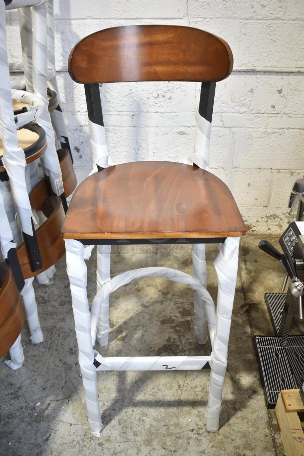 8 BRAND NEW SCRATCH AND DENT! Wooden and Metal Bar Height Chair. 8 Times Your Bid! - Image 1 of 3