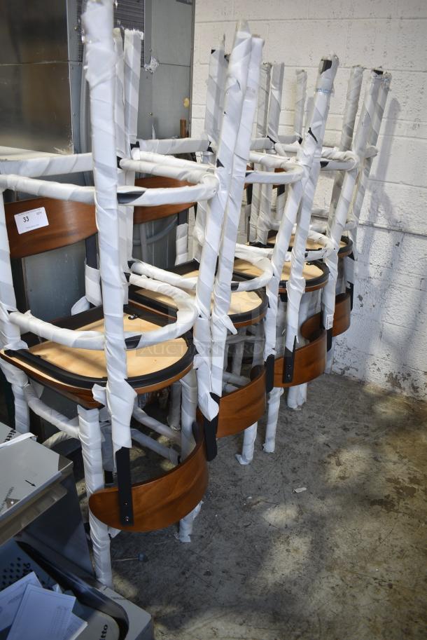 8 BRAND NEW SCRATCH AND DENT! Wooden and Metal Bar Height Chair. 8 Times Your Bid! - Image 2 of 3