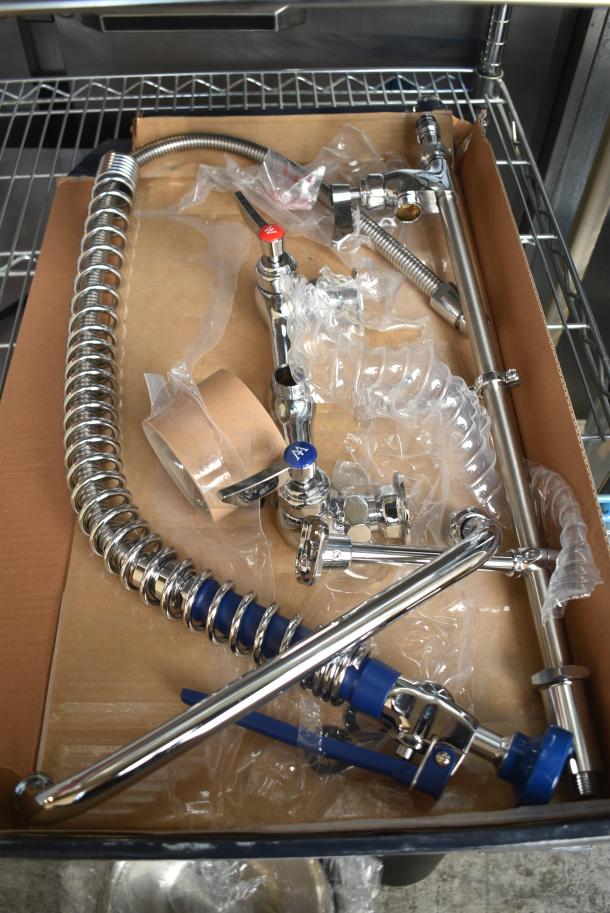 BRAND NEW SCRATCH AND DENT! 750PRW812 1.15 GPM Wall-Mounted Pre-Rinse Faucet with 8" Centers and 12" Add-On Faucet - Image 1 of 3