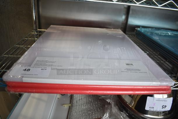 4 BRAND NEW SCRATCH AND DENT! Cutting Boards Including Tablecraft CB1824WA Cutting Board, 18" x 24", NSF, White, Vollrath 5200340 Color-Coded 24" x 18" x 1/2" Red Cutting Board. 4 Times Your Bid! - Image 1 of 5