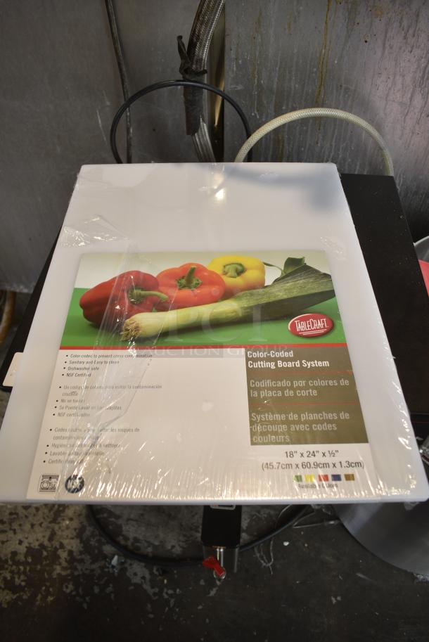 4 BRAND NEW SCRATCH AND DENT! Cutting Boards Including Tablecraft CB1824WA Cutting Board, 18" x 24", NSF, White, Vollrath 5200340 Color-Coded 24" x 18" x 1/2" Red Cutting Board. 4 Times Your Bid! - Image 2 of 5