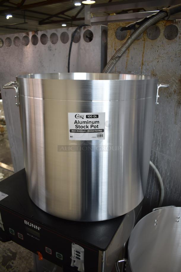 3 BRAND NEW SCRATCH AND DENT! Stock Pots Including 471SP60QT Choice 60 Qt. Standard Weight Aluminum Stock Pot, 471SP100QT Choice 100 Qt. Standard Weight Aluminum Stock Pot, 171SP200QTHD Choice Stock Pot. 3 Times Your Bid! - Image 4 of 7