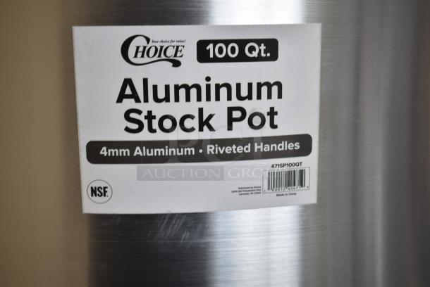 3 BRAND NEW SCRATCH AND DENT! Stock Pots Including 471SP60QT Choice 60 Qt. Standard Weight Aluminum Stock Pot, 471SP100QT Choice 100 Qt. Standard Weight Aluminum Stock Pot, 171SP200QTHD Choice Stock Pot. 3 Times Your Bid! - Image 5 of 7