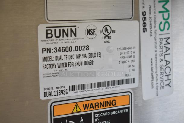 Bunn DUAL TF DBC 34600.0028 BrewWISE Single Soft Heat DBC Brewer with Lower Faucet. 120/208-240 Volts, 1 Phase. - Image 7 of 7