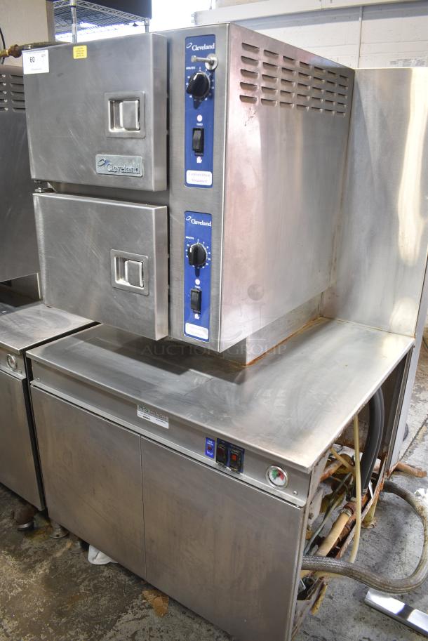 Cleveland 36CGM300 Stainless Steel Commercial Natural Gas Powered Pressureless 2 Deck Convection Steamer. 300,000 BTU. - Image 1 of 11