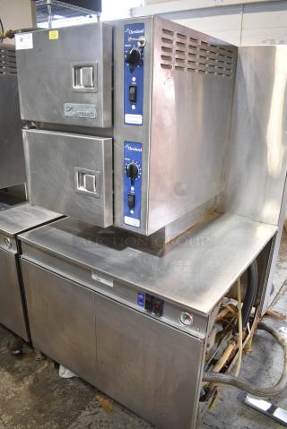 Cleveland 36CGM300 Stainless Steel Commercial Natural Gas Powered Pressureless 2 Deck Convection Steamer. 300,000 BTU.