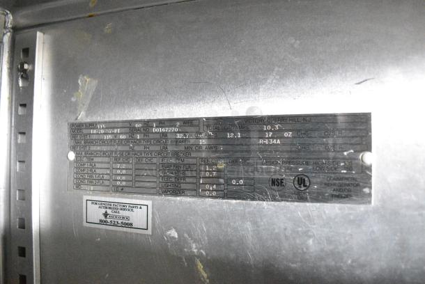 Victory RA-2D-S7-PT Stainless Steel Commercial 2 Door Reach In Pass Through Cooler. 115 Volts, 1 Phase. Tested and Working! - Image 8 of 11
