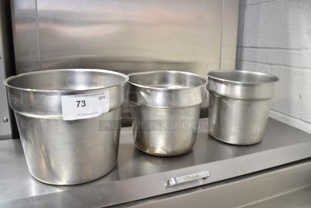 3 Various Stainless Steel Cylindrical Drop In Bins. 3 Times Your Bid! - Image 1 of 4