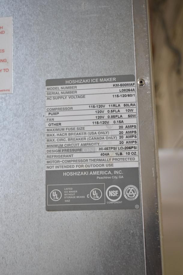 Hoshizaki KM-500MAF Stainless Steel Commercial Ice Head on Commercial Ice Bin. 115-120 Volts, 1 Phase. - Image 5 of 6