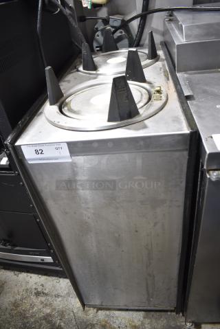 APW Wyott 22-0093 Stainless Steel Commercial 2 Well Plate Return on Commercial Casters. 120 Volts, 1 Phase. Cannot Test Due To Plug Style