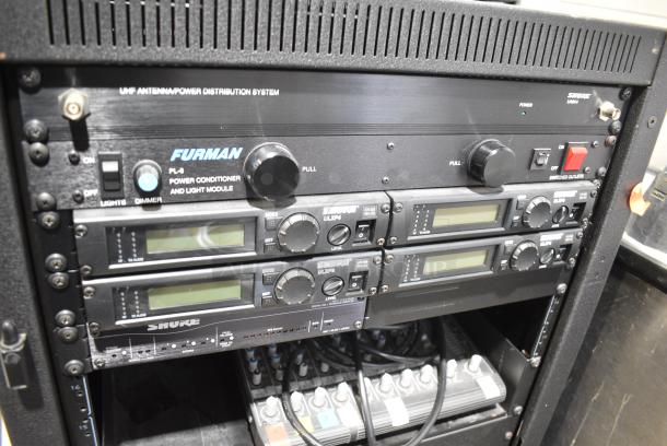 AV Unit on Commercial Casters w/ Furman PL-8 Power Conditioner, 4 Shure ULXP4 Wireless Receiver G3, Crown Rack Unit. - Image 2 of 7