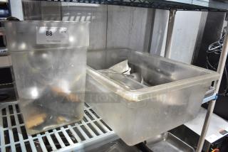 ALL ONE MONEY! Lot of 2 Clear Poly Bins w/ Contents Including Ladles and Bowls