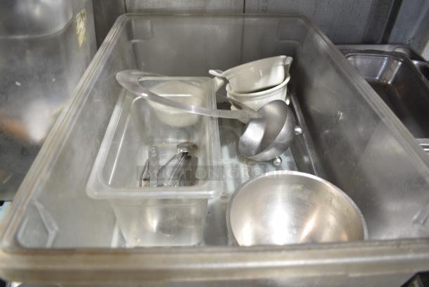 ALL ONE MONEY! Lot of 2 Clear Poly Bins w/ Contents Including Ladles and Bowls - Image 2 of 5
